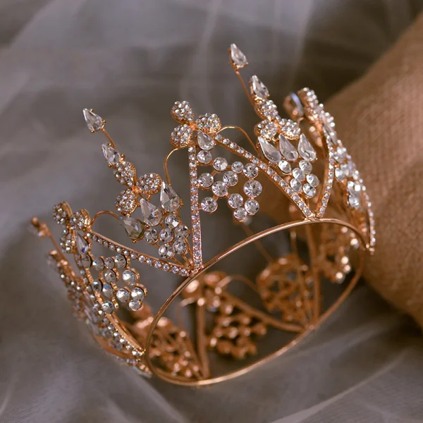 Fine Gull Har Tilbehor 2020 Metall Rhinestone Tiara Bryllup Tilbehør