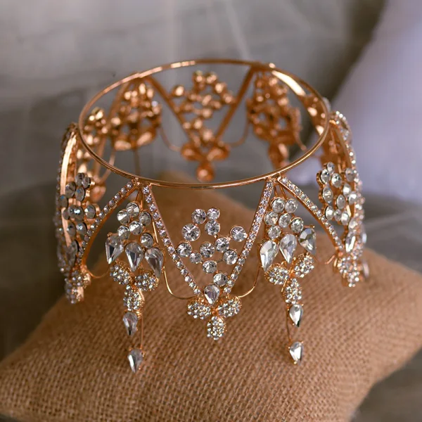 Fine Gull Har Tilbehor 2020 Metall Rhinestone Tiara Bryllup Tilbehør