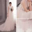 Elegant Light Champagne Outdoor / Garden Wedding Dresses 2020 A-Line / Princess High Neck Sleeveless Appliques Lace Sweep Train Ruffle
