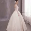 Luxury / Gorgeous Champagne Wedding Dresses 2020 A-Line / Princess V-Neck 3/4 Sleeve Backless Glitter Tulle Beading Appliques Lace Floor-Length / Long Ruffle