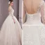 Luxury / Gorgeous Champagne Wedding Dresses 2020 A-Line / Princess V-Neck 3/4 Sleeve Backless Glitter Tulle Beading Appliques Lace Floor-Length / Long Ruffle