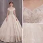 Lyx Champagne Trädgård / Utomhus Bröllopsklänningar 2020 Prinsessa V-Hals Korta ärm Halterneck Beading Pärla Appliqués Spets Långa Ruffle