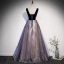 Chic / Beautiful Royal Blue See-through Prom Dresses 2020 A-Line / Princess V-Neck Sleeveless Glitter Tulle Floor-Length / Long Ruffle Backless Formal Dresses