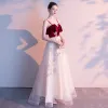 Piękne Szampan Sukienki Wieczorowe 2020 Princessa Spaghetti Pasy Bez Rękawów Aplikacje Z Koronki Długie Wzburzyć Bez Pleców Sukienki Wizytowe