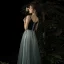 Élégant Bleu D'encre Robe De Soirée 2020 Princesse Bretelles Spaghetti Sans Manches Longue Volants Dos Nu Robe De Ceremonie