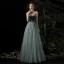 Sexy Bleu D'encre Daim Transparentes Robe De Soirée 2020 Princesse Perlage Bretelles Spaghetti Sans Manches Longue Volants Dos Nu Robe De Ceremonie