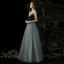 Sexy Bleu D'encre Daim Transparentes Robe De Soirée 2020 Princesse Perlage Bretelles Spaghetti Sans Manches Longue Volants Dos Nu Robe De Ceremonie