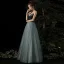Sexy Bleu D'encre Daim Transparentes Robe De Soirée 2020 Princesse Perlage Bretelles Spaghetti Sans Manches Longue Volants Dos Nu Robe De Ceremonie