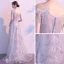 Hermoso Gris Vestidos de noche 2020 A-Line / Princess Spaghetti Straps Manga Corta Lentejuelas Tassel Glitter Tul Colas De Barrido Ruffle Sin Espalda Vestidos Formales