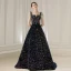Scintillantes Coloré Paillettes Bleu Marine Robe De Bal 2020 Princesse Encolure Carrée Mancherons Perlage Glitter Polyester Train De Balayage Volants Dos Nu Robe De Ceremonie
