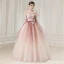 Charmant Rosa Ballkleider 2020 Ballkleid Off Shoulder Kurze Ärmel Glanz Tülle Applikationen Spitze Perlenstickerei Feder Lange Rüschen Rückenfreies Festliche Kleider