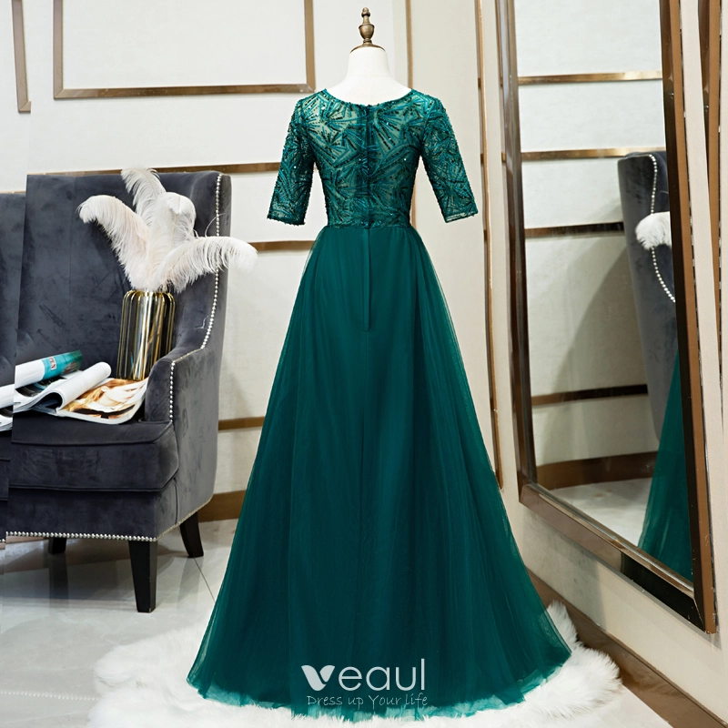 gorgeous green dress Gorgeous Green Sparkly Mermaid V Neck Long Prom Dress with Sweep Train –  Simidress