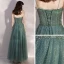 Elegant Green Evening Dresses  2020 A-Line / Princess Spaghetti Straps Sleeveless Beading Pearl Rhinestone Floor-Length / Long Ruffle Backless Formal Dresses