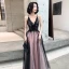 Sexy Noire Robe De Soirée 2020 Princesse Bretelles Spaghetti Sans Manches Appliques En Dentelle Perlage Longue Volants Dos Nu Robe De Ceremonie