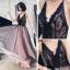 Sexy Noire Robe De Soirée 2020 Princesse Bretelles Spaghetti Sans Manches Appliques En Dentelle Perlage Longue Volants Dos Nu Robe De Ceremonie