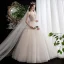 Affordable Champagne Wedding Dresses 2020 A-Line / Princess Spaghetti Straps Sleeveless Backless Glitter Tulle Appliques Lace Beading Floor-Length / Long Ruffle