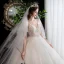 Affordable Champagne Wedding Dresses 2020 A-Line / Princess Spaghetti Straps Sleeveless Backless Glitter Tulle Appliques Lace Beading Floor-Length / Long Ruffle