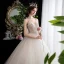 Affordable Champagne Wedding Dresses 2020 A-Line / Princess Spaghetti Straps Sleeveless Backless Glitter Tulle Appliques Lace Beading Floor-Length / Long Ruffle