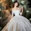 Schöne Ivory / Creme Satin Garten / Im Freien Brautkleider / Hochzeitskleider 2020 A Linie Off Shoulder 3/4 Ärmel Rückenfreies Applikationen Spitze Sweep / Pinsel Zug