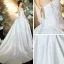 Schöne Ivory / Creme Satin Garten / Im Freien Brautkleider / Hochzeitskleider 2020 A Linie Off Shoulder 3/4 Ärmel Rückenfreies Applikationen Spitze Sweep / Pinsel Zug