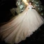 Chic / Beautiful Champagne Wedding Dresses 2020 Ball Gown Off-The-Shoulder Short Sleeve Backless Glitter Tulle Appliques Lace Flower Beading Cathedral Train Ruffle
