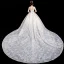 Charmant Champagne Transparentes Robe De Mariée 2020 Robe Boule Encolure Dégagée 3/4 Manches Dos Nu Appliques En Dentelle Perlage Royal Train Volants