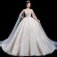 High-end Champagne Wedding Dresses 2020 Ball Gown Deep V-Neck Sleeveless Backless Appliques Lace Sequins Beading Watteau Train Ruffle