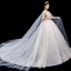 High-end Champagne Wedding Dresses 2020 Ball Gown Deep V-Neck Sleeveless Backless Appliques Lace Sequins Beading Watteau Train Ruffle