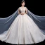 High-end Champagne Wedding Dresses 2020 Ball Gown Deep V-Neck Sleeveless Backless Appliques Lace Sequins Beading Watteau Train Ruffle