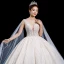 High-end Champagne Wedding Dresses 2020 Ball Gown Deep V-Neck Sleeveless Backless Appliques Lace Sequins Beading Watteau Train Ruffle