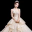 Atemberaubend Champagner Brautkleider / Hochzeitskleider 2020 Ballkleid Spaghettiträger Ärmellos Rückenfreies Glanz Tülle Applikationen Spitze Perlenstickerei Königliche Schleppe Rüschen