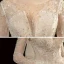 Schöne Champagner Durchsichtige Brautkleider / Hochzeitskleider 2020 Ballkleid Eckiger Ausschnitt Lange Ärmel Rückenfreies Glanz Tülle Applikationen Spitze Perlenstickerei Kathedrale Schleppe Rüschen