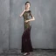 Sparkly Gold Sequins Evening Dresses  2020 Trumpet / Mermaid Scoop Neck Short Sleeve Metal Sash Floor-Length / Long Formal Dresses