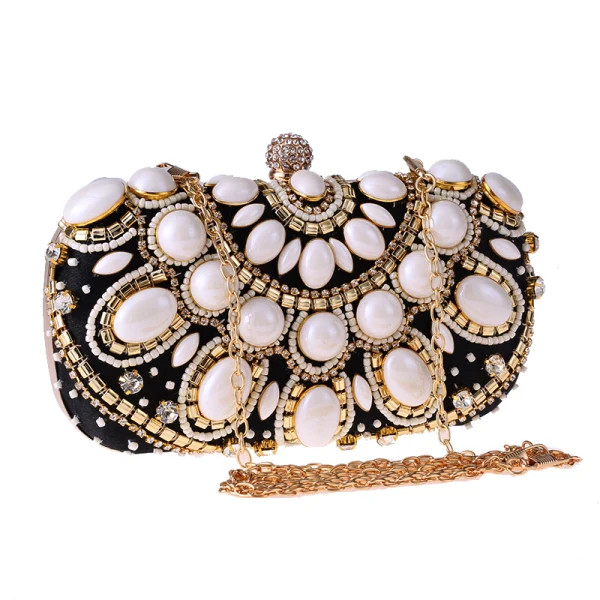 Mooie / Prachtige Zwarte Handtassen 2020 Metaal Kralen Rhinestone Accessoires