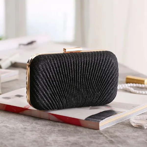 Schlicht Gold Ruschen Polyester Clutch Tasche 2020 Abend Brautaccessoires
