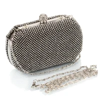 Mode Silver Rhinestone Kuvertväska 2020 Metall Afton Tillbehör
