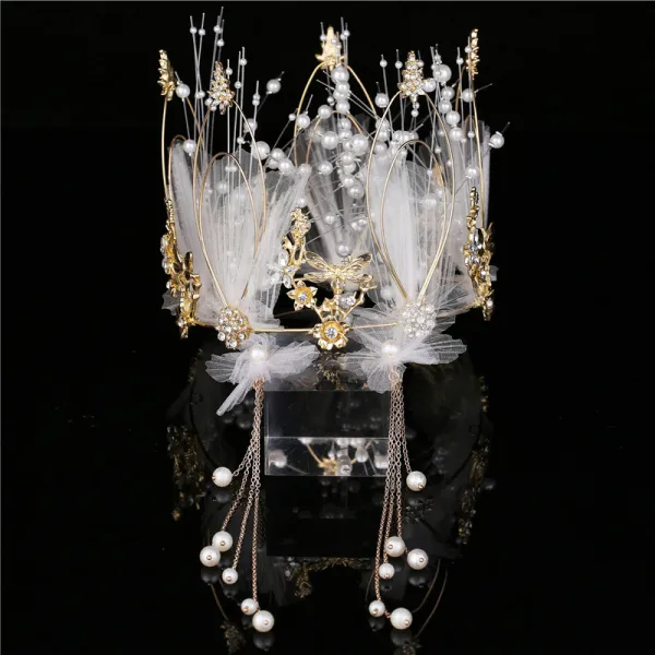 Chic / Beautiful Rhinestone Bridal Jewelry 2020 Metal Tiara Tassel Earrings Wedding Accessories