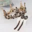 Vintage / Retro Baroque Black Rhinestone Bridal Jewelry 2020 Metal Tiara Tassel Earrings Bridal Hair Accessories