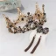Vintage / Retro Baroque Black Rhinestone Bridal Jewelry 2020 Metal Tiara Tassel Earrings Bridal Hair Accessories