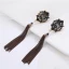 Vintage / Retro Baroque Black Rhinestone Bridal Jewelry 2020 Metal Tiara Tassel Earrings Bridal Hair Accessories