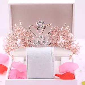 Unieke Roos Goud Bruids Haaraccessoires 2020 Metaal Rhinestone Tiara Huwelijk Accessoires