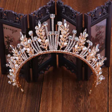 Chic Beautiful Gold Bridal Hair Accessories 2020 Metal Pearl Rhinestone Tiara Wedding Accessories
