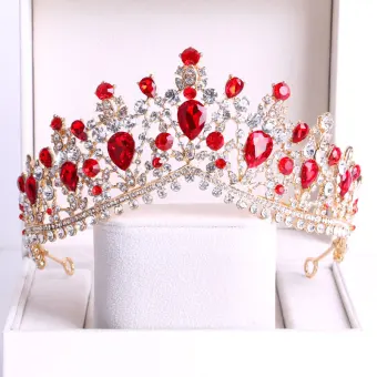 Chic Belle Rouge Faux Diamant Accessoire Cheveux Mariage 2020 Doré Métal Tiare Mariage Accessorize