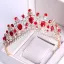 Chic / Beautiful Red Rhinestone Bridal Hair Accessories 2020 Gold Metal Tiara Wedding Accessories