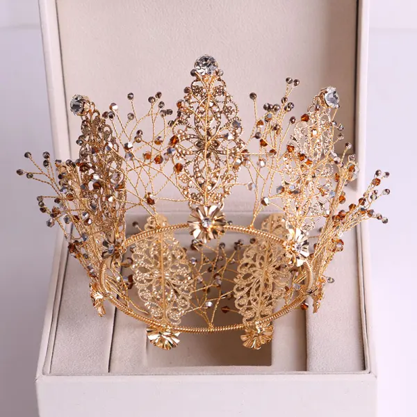 Charming Gold Bridal Hair Accessories 2020 Alloy Rhinestone Beading Tiara Earrings Wedding Accessories
