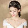 Elegante Goud Hoofdbanden Bruids Haaraccessoires 2020 Legering Lace-up Parel Haaraccessoires Huwelijk Accessoires