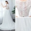 2 Piece Ivory Chiffon Wedding Dresses 2020 A-Line / Princess Scoop Neck Sleeveless Sweep Train Ruffle