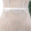 Chic / Beautiful Outdoor / Garden Champagne Lace Wedding Dresses 2020 Trumpet / Mermaid V-Neck Short Sleeve Backless Pearl Sash Sweep Train Ruffle