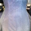 Chic / Belle Bleu Ciel Dégradé De Couleur Robe De Soirée 2020 Trompette / Sirène De l'épaule Manches Courtes Glitter Polyester Train De Balayage Dos Nu Robe De Ceremonie