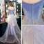 Chic / Belle Bleu Ciel Dégradé De Couleur Robe De Soirée 2020 Trompette / Sirène De l'épaule Manches Courtes Glitter Polyester Train De Balayage Dos Nu Robe De Ceremonie